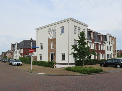 915105 Gezicht op de kruising van het Oeverwalpark (links) en de Haarzichtlaan in de nieuwbouwbuurt Haarzicht te ...